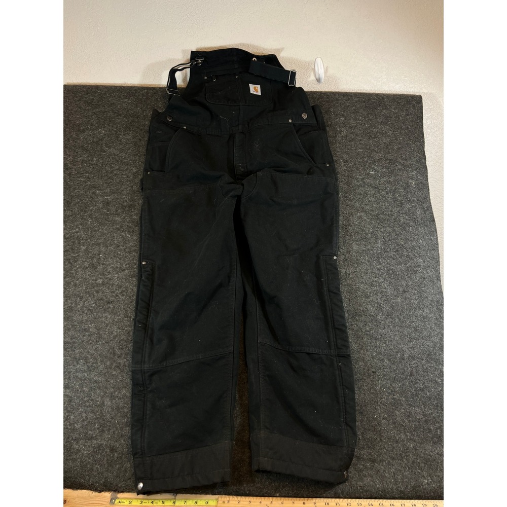 Carhartt 104031-BLK Insulated Bib Overalls Mens Black XL Short Canvas Workwear